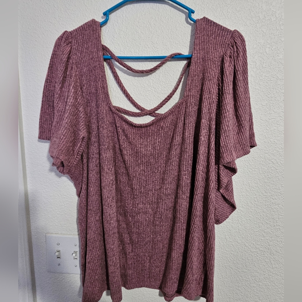 Women's Ribbed Mauve Top
